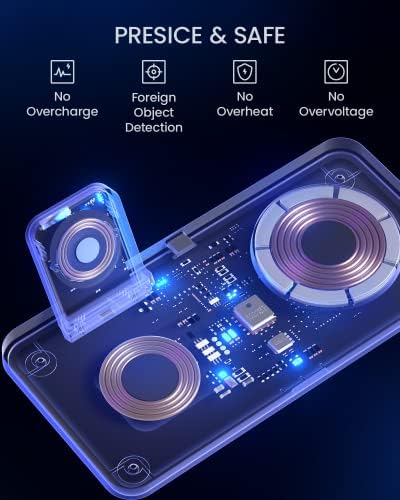 Безжична зарядно устройство ще захранване на панела, Магнитно Безжично Зарядно устройство GEEKERA 3 в 1, зарядно устройство, Mag Safe за iPhone 14/13/12 Pro Max /Pro/Mini, Apple Watch Ultra / SE/8/7/6/5/4/3/2, AirPods