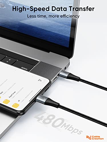 Създаване на кабела Кратък USB кабел C-C USB, USB кабел C, за бързо зареждане Type C Дължина 0,8 метра, външна част с двоен оплеткой, който е Съвместим с Galaxy S23 Ultra, S22, S21, S20 Note 20, MacBook, iPad Mini 6,