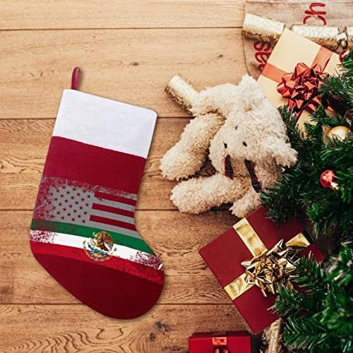 САЩ Мексико Крек Флаг Коледни Чорапи Отглеждане на Коледна Елха Дядо коледа Декорации Висящи Украса за Камината Празник 16,5