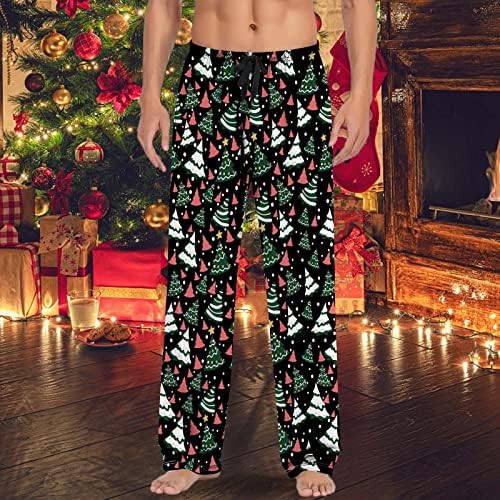 Мъжки Пижамные Панталони, Коледни Пижамные Панталони с Шарките на Снежен човек с Висока Талия, Коледни Пижамные Панталони с завязками, Спортни Панталони