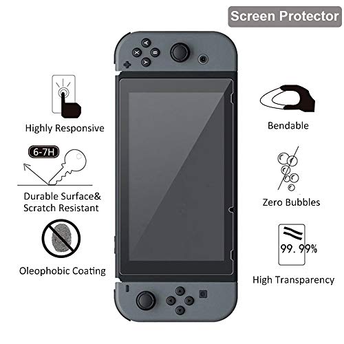 Калъф за Nintendo Switch с аксесоари Комплект включва защитен калъф, поставка за игри, защитно фолио за екрана, 4 опаковки, капачки за улавяне на палеца Joy-против и каишка (13 в 1).