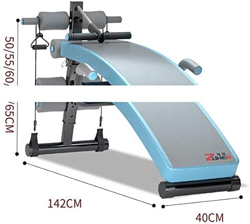 TOPYL Регулируема Пейка за коремни преси с Отягощением, Сгъваема Пейка, за тренировка с Гири, Плосък Пейка за Намаляване брезент, Универсална за Дома Фитнес, Синя