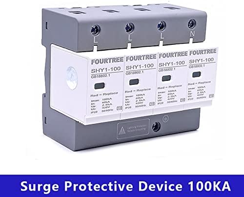 1 бр. устройство за защита от пренапрежение SPD AC 3P + N 40 ~ 80KA 60KA ~ 100KA 385 В 420 за защита от мълнии за дома (Размер: 4P 385 ac, цвят: 40-80KA)