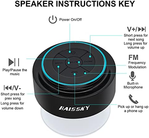 TDLIRH Водоустойчив Bluetooth Говорител за Душ, Слушалка за Баня, Преносими Външни Високоговорители с вендузата, Подарък за душ за Мъже, Жени, Момчета, Момичета, Мини Безжичен Високоговорител за iPhone, Ipad, Басейн,