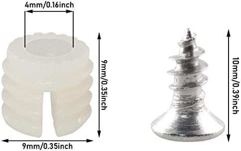 JianLing 50 Комплекта Пластмасови вложки за шарнирных вещества с винтове, 50 броя кутии за шарнирных вещества M4x9 с отваряеми зъби и 50 броя саморезов M4x10