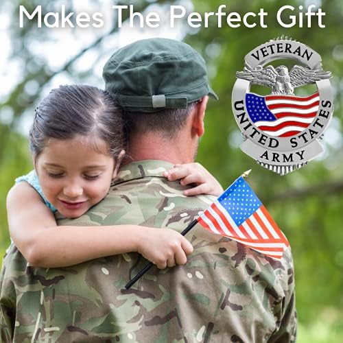 Иконата на ветеран от армията на ревера - Патриотичен военен икона с двоен съединител - С образа на американския орел и хартата на Съединените Щати - Изработен от устойчив метал