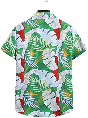Съкратен Ризи с Къс Ръкав, Мъжки Хавайски Ризи За Сбогом Празнична Удобен Памучен Риза С Флорална V Образно деколте и Тънък Най Мъжки