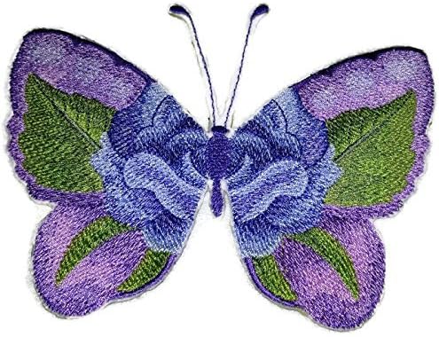 Обичай и уникални акварели цветя и пеперуди [Пеперуда от акварельной сини рози], бродирани желязо нашивке [6,11 * 4,85] [Произведено в САЩ]