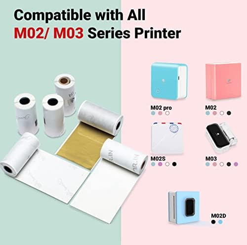 Мини принтер Phomemo M02D + комплект самозалепващи се термобумаги серия M02 (съвместима и с принтери от серията Phomemo M02/M02D/M02S/M02 Pro/M03)
