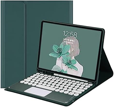 Сензорна Клавиатура за Galaxy Tab S8 11 2022 /Tab S7 11 Инча 2020 Калъф-клавиатура за таблет с тачпадом, Хубаво е Кръгла Цветна Клавиатура, Подвижен на кутията Безжична клавиатура с притежателя на S Pen (Тъмно зелен)