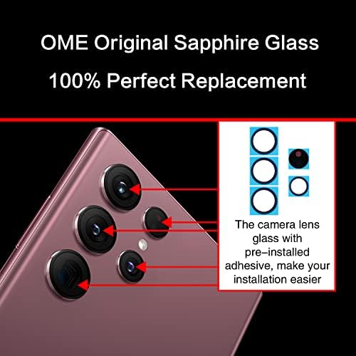 2 бр. ASDAWN за Galaxy S22 Ultra Смяна на стъкло на обектива на задната камера, Комплект за смяна на обектив на задната камера Samsung S22 Ultra 6,8 см за всички превозвачи, с фолио за обектива + Ръководство за инсталация