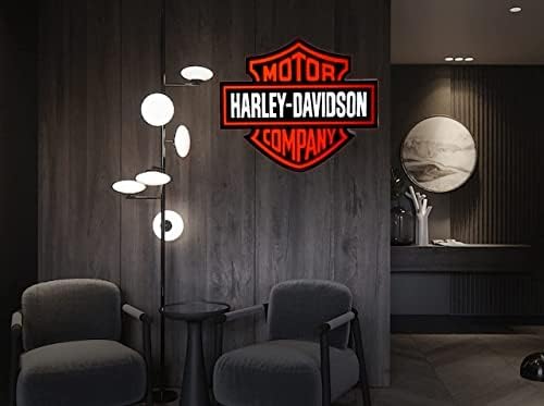 Неон led табела Harley Davidson, Неонова реклама за декора на стените, Неон Игрална зала, Бизнес Подарък, 16x12 инча, Включително адаптер 5A (ниска консумация на енергия), Лека, Лесна инсталация