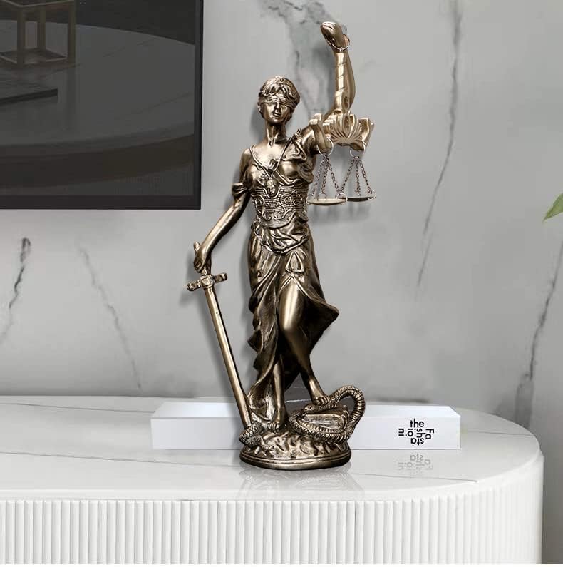 ТИББЛИ 12 инча Статуя Дама на Правосъдието Статуя Дама на Правосъдието Статуя на Сляпа Богиня на правосъдието, Скулптура Везни на Правосъдието Статуя на Гръко Римския Ангел на Правосъдието Слепите Статуи за украса на