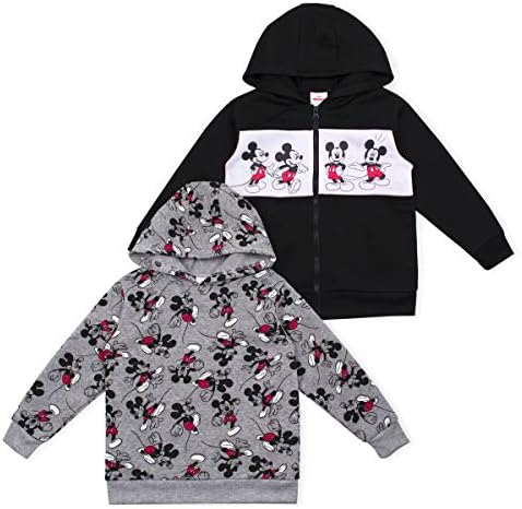 Hoody с качулка за момчета Disney Mickey Mouse от 2 теми за бебета и малки деца – Сив / Черен / Червен
