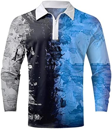 XXBR 2022 Нови Мъжки Ризи Поло с Дълъг Ръкав 1/4, Блузи за Голф с цип С Цветен Блок, Спортни и Ежедневни Дизайнерска Риза в Стил Мозайка