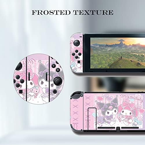 PERFECTSIGHT Скъпа стикер за кожа, съвместими с Nintendo Switch, vinyl стикер с изображение на Kawai, Симпатичен Модел, Пълен Комплект Защитно фолио за конзолата NS, контролер Joy-Против и докинг станция (Melody Rabbit)