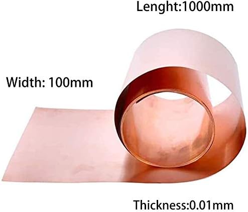 Метална Мед Медно фолио метален лист Фолио табела Отрезанная Медни Метална дължина 1000 мм Широчина-100 мм Латунная табела (Размер: 0.01 mm x 100 mm)