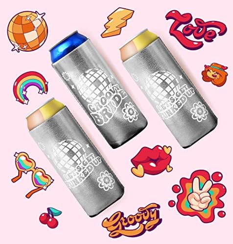 Last Disco Моминско Парти Coozies Skinny Can (7 опаковки) Включва в себе си Кузи за булката и 6 Тънки Кузи за моминско парти 70-те години