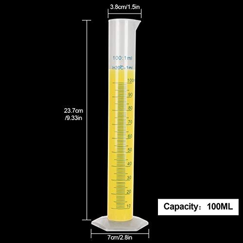 10 x 100 мл Пластмасов Градуированный Цилиндър Прозрачен Измервателен Цилиндър, Здрава Лаборатория Колба за Пробирок, 2-Трети страни за Измервателна Линия, Градуированный Цилиндрична Чаша за научни проекти, Улей за
