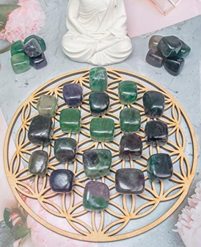 Crocon 800+ Карата, 13 бр., набор от камъни и кристали от мультифлюорита за кристали Чакра на Рейки, Полирани Камъни, Скъпоценни камъни и кристали за подарък, размер: 20-25 мм