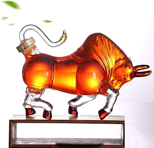 Стъклена гарафа с животни, Голяма Стъклена Статуетка на Бик обем 35 грама, Выдувной Гарафа за Бърбън, Уиски, шотландско уиски (Цвят: 1500 мл)