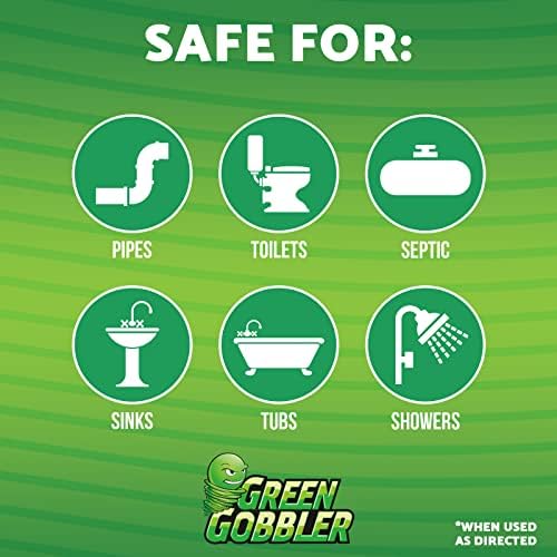 Зелен Прах За премахване на засора в канализацията Gobbler PACS | Средство За Премахване на Засора Коса | Средство За Премахване на Засора в Тоалетната | Препарат За почистване на мивки и Вани