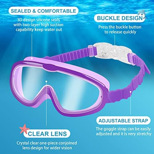 Очила за плуване Fulllove Kids, 2 комплекта Очила за плуване за деца от 4 до 15 години, Очила за плуване Clear Vision