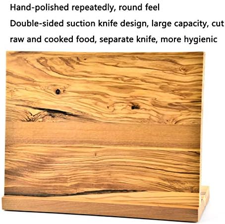 Lunchbox.com Магнитен Ножевой Блок /Титуляр от Маслиново Дърво, Държач за Домашно Съхранение на Ножове, Инструменти За Организиране на Кухня, Плот За Съхранение на Празни Ножевого Блок