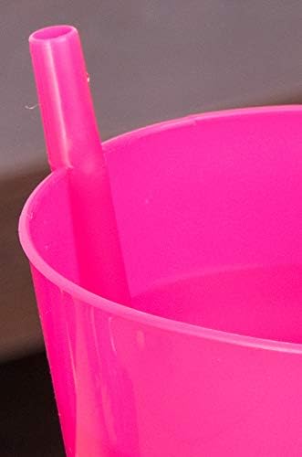За многократна употреба пластмасови чаши Basicwise обем 20 грама със синя и розова соломинкой, Комплект от 2 броя (QI003474L.2)