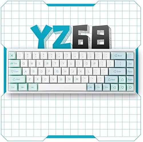Механична клавиатура YUNZII YZ68 Mint Wirelss с възможност за гореща замяна, Детска клавиатура с 68 клавишите и RGB подсветка за Mac /Win/на геймърите (Gateron Brown Switch, Mint)