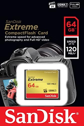 Карта памет 64GB SanDisk CompactFlash Extreme UDMA 7 Със скорост до 120 МВ/сек - SDCFXSB-064G-G46