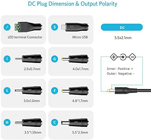 Belker 24W Multi Voltage 3V 4.5 V 5V 6V 7.5 V 9V 12V Универсален захранващ Адаптер за променлив ток, постоянен ток за Битова електроника - Max Amp 2000mA