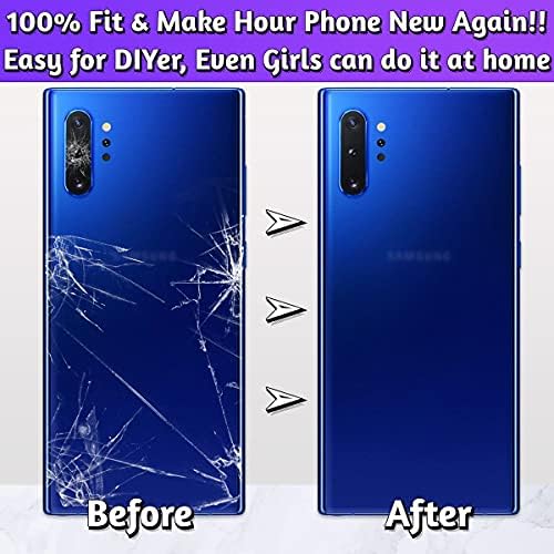 Подмяна на задното стъкло LUVSS за Samsung Galaxy Note 10 + Plus Задната част на кутията + Обектив + Ръководство за ремонт на DIY Tools Kit SM-N976 N975U/W (Aura Blue)