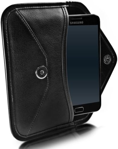 Калъф BoxWave за LG G8X ThinQ (Case by BoxWave) - Луксозен Кожен калъф-месинджър, Дизайн своята практика-плик от изкуствена кожа за LG G8X ThinQ - Черно jet black