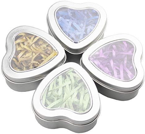 8 опаковки по 6,5 унции, сребърни и метални кутии във формата на сърце с прозрачен прозорец за производство на свещи, бонбони, подаръци и съкровища