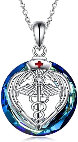 Колие с отложено във формата на Ангел-Кадуцея от сребро YFN в стил медицински Сестри 18 инча (Колие медицински сестри) (колие медицински сестри)
