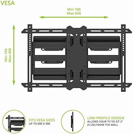 Kanto PDX650SG Външно монтиране на телевизора с пълна движение от неръждаема стомана за телевизори с размер от 37 до 75 см Тегло 125 кг | Скоби от неръждаема стомана | Интегрираното управление на кабел | Нисък профил