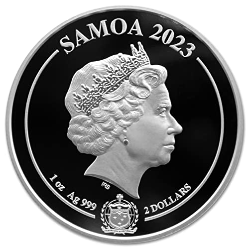 2023 Самоанская Сребърна монета от серията Golden Eagle с тегло 1 унция, Лъскава, без лечение (в капсули), със сертификат за автентичност $2 БУ