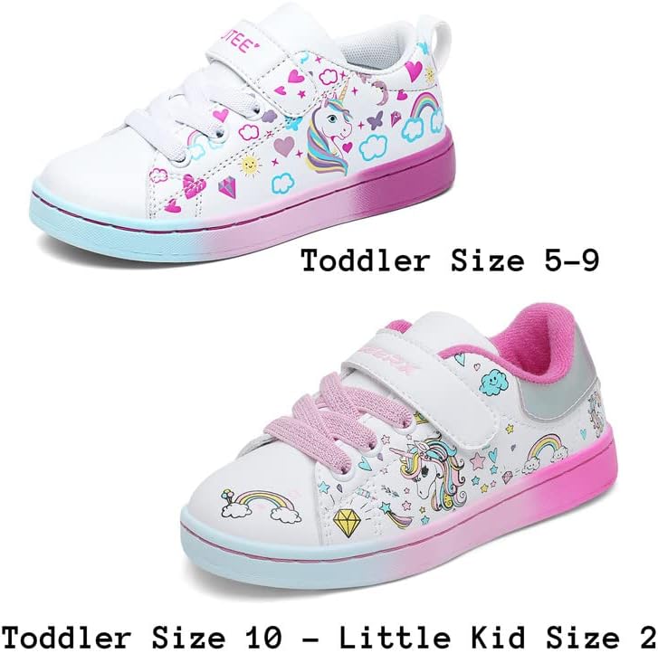 GEERX/Обувки за малки момичета, Лека Ежедневни Обувки с Регулируема каишка, Сладки маратонки с Единорогом, Удобни за ходене и тичане (Бебе/Дете/Little Kid)