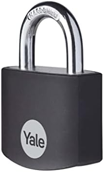 Окачени замък от Йейлския алуминий с 3 еднакви ключове за вътрешна и Външна употреба, Шкаф за фитнес и набор от инструменти (черен)