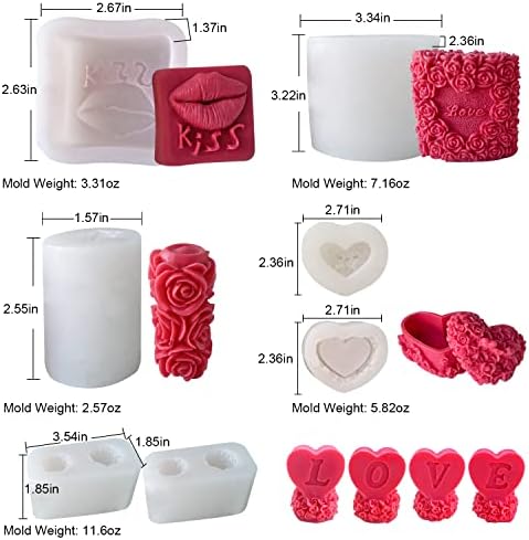 7 Опаковки Силиконови Форми, Комбинираната Силиконови форми с 3D Рози, Подаръци за Жени, Подарък за Рожден Ден, Подарък за майка си Форми, за цветове от смола, Форми за глина и витрини От смола, Форми от Епоксидна смола