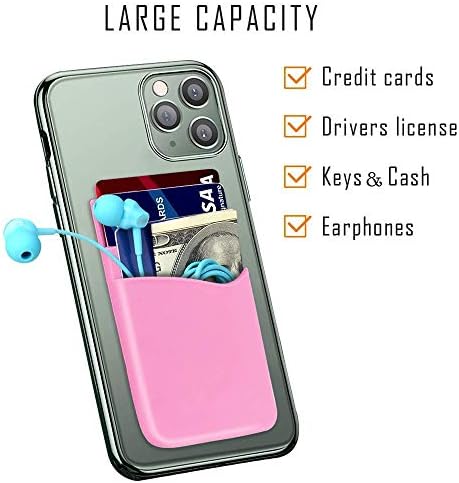 Държач за карти SHANSHUI за гърба на телефона е Двойната Тъканно Тънка Еластична Чанта за телефон, портфейл за кредитни карти, Съвместим с iPhone 11 Pro Samsung Galaxy S10 и други
