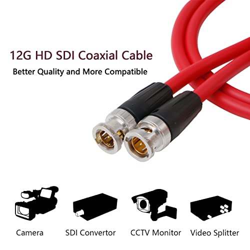 Кабели Alvin's 12G HD SDI Видео Коаксиален кабел BNC мъж към Мъж за 4K Камера (Red 1 М)