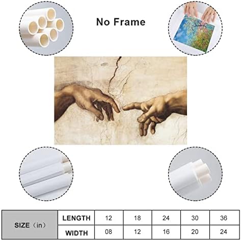 Създаване на Микеланджело Адам Ретро Постер Стенен Декор Платно Стенни Артистични Щампи за decor Декор на Стая Декор Спални Подаръци 24x36 инча (60x90 см), Без Рамка-Стил