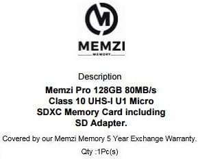 MEMZI PRO 128 GB, клас 10 80 MB/s. Карта памет Micro SDXC с SD адаптер за мобилни телефони ZTE Axon 7 Mini, Axon 7, Axon Mini, Axon Elite, Axon Max, Axon Lux