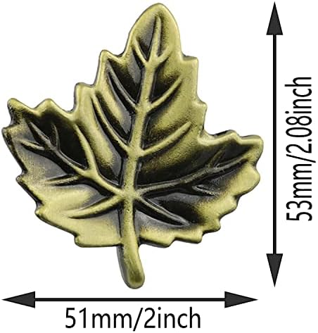 ZZLZX 4 бр. Зелени Бронзови дръжки във формата на кленов лист, Антични Дръжка под формата на Листа, Дръжки на Вратите на Гардероба, за Гардероба, Шкафа, Чекмеджета, Шкафове, гардероби, библиотеката, Декорации с Винтове