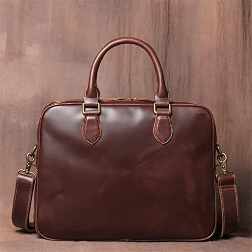 YEBDD Кожена Реколта Мъжка чанта-портфейл, Мъжки чанти през рамо от телешка кожа, Кафява Бизнес 16-инчовата чанта за лаптоп (Цвят: E, Размер: 1)