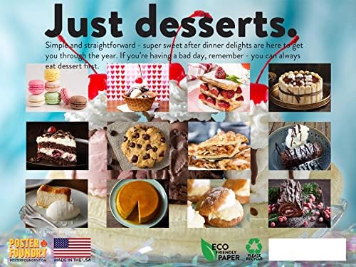 Календар Десерти на 2023 година Месечната Стенен Календар Храна в Кухнята Декор на Сладолед Сладкиши Сладкиши Кухня, Голям Планер На 24 месеца - Пълен 2023 година записв