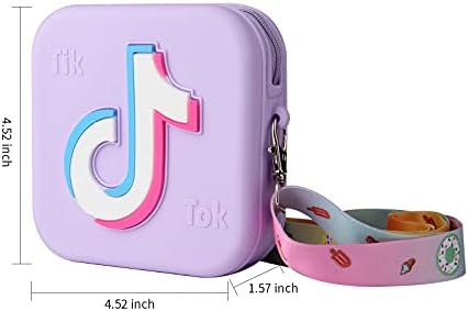 Малка Чанта през рамо за малки момиченца, 4,7x4,7x1,57 см, Принадлежности за музикални партита (лилаво)