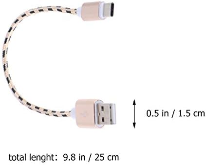 Abaodam USB USB Кабели Тип Кабел За Бързо Зареждане Найлонова Оплетка Преносим Кабел Златен 25 см за Таблет Смартфон на Мобилен Телефон, USB Кабели